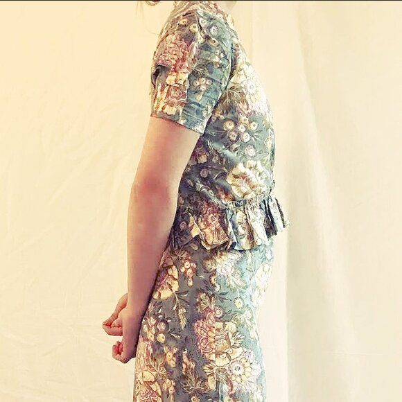 Block print summer dress with waist ruffle - Picture 4 of 5